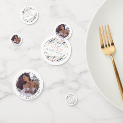 Dusty Blue Blush Pink Gold Floral Bridal Shower Confetti - Create the perfect bridal shower setting with this trendy table confetti design features a floral bouquet of soft, watercolor roses in shades of trendy dusty blue and blush pink, accented with gold, and bordered in dusty blue. Part of a coordinated suite. See full collection here: https://www.zazzle.com/collections/light_dusty_blue_blush_pink_gold_bridal_shower-119382468673252777 Contact designer for additional products. Copyright Elegant Invites, all rights reserved.