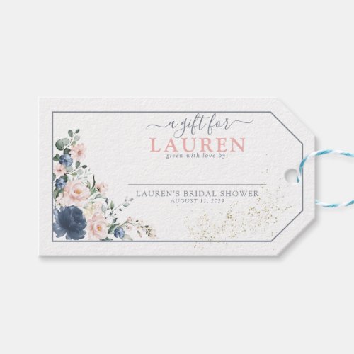 Dusty Blue Blush Pink Gold Floral No Wrap Gift Tags - Enclose this gift tag with your invitations for you guests to attach to their gifts. Designed to match my bestselling Light Dusty Blue Blush Pink Gold Bridal Shower Suite, this No Wrap gift tag features the same elegant script calligraphy and text, hand painted watercolor florals, and light dusty blue border. The back of the tag, however, allows you to add a personal message for your guests. View the collection here: https://www.zazzle.com/collections/light_dusty_blue_blush_pink_gold_bridal_shower-119382468673252777 Copyright Elegant Invites, all rights reserved.
