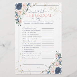 Dusty Blue Blush Pink Gold Floral Shower Game