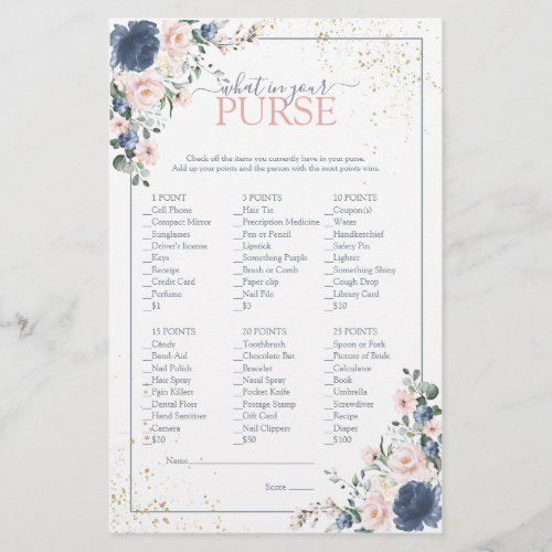 Dusty Blue Blush Pink Gold Floral Shower Game