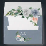Dusty Blue Blush Pink Peach Floral Vintage Wedding Envelope<br><div class="desc">Dusty Blue Blush Pink Peach Floral Vintage Wedding Envelopes - design features a watercolor dusty blue background with eucalyptus,  greenery and floral elements in gray/white,  dusty blue and blush pink/peach. View the collection on this page to find matching products.</div>