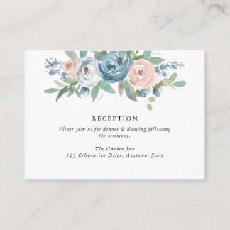 Dusty Blue & Blush Rose Wedding Reception Enclosure Card