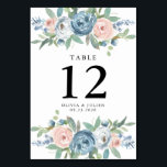 Dusty Blue & Blush Rose Wedding Table Number Cards<br><div class="desc">Use with Dusty Blue & Blush Rose Wedding Invitation set.</div>