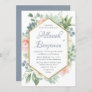 Dusty Blue Blush Succulent Floral Garden Wedding Invitation