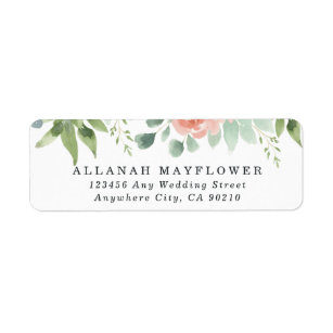 Dusty Blue Blush Succulent Floral Garden Wedding Label