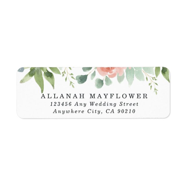 Dusty Blue Blush Succulent Floral Garden Wedding Label (Front)