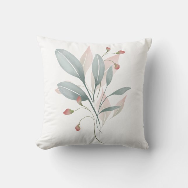 Dusty Blue & Blush Watercolor Accent Pillow Cover  (Front)