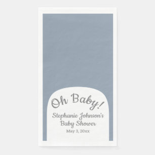 Dusty Blue Bohemian Arch Oh Baby Baby Shower Paper Guest Towels