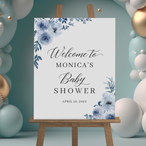 Dusty Blue Bohemian Floral Baby Shower Sign