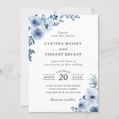 Dusty Blue Bohemian Floral Boho Wedding Invitation (Front)