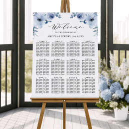 Dusty Blue Bohemian Floral Wedding Seating Chart Foam Board
