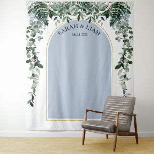 Dusty Blue Boho Arch Botanic wedding backdrop