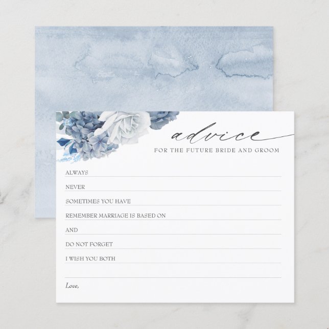 Dusty Blue Boho Bridal Shower Advice Card (Front/Back)