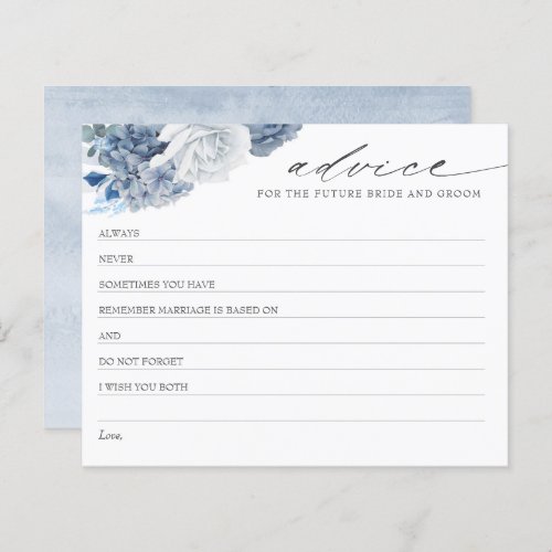 Dusty Blue Boho Bridal Shower Advice Card