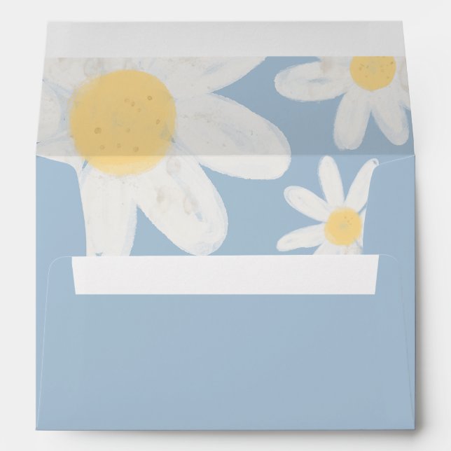 Dusty Blue Boho Daisy Floral Envelope (Back (Bottom))