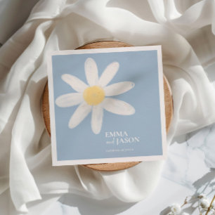 Dusty Blue Boho Daisy Floral Napkins