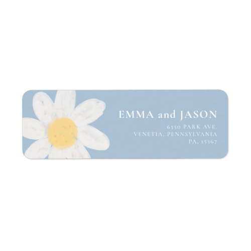 Dusty Blue Boho Daisy Floral Return Address Label