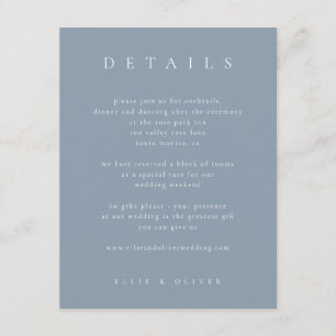 Dusty Blue Boho Details Wedding Modern Enclosure Card