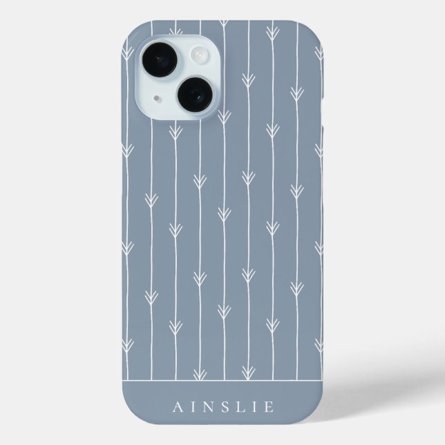 Dusty Blue Boho Fletched Pattern Personalized Case-Mate iPhone Case (Back)