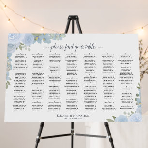 Dusty Blue Boho Floral Alphabetical Seating Chart Foam Board