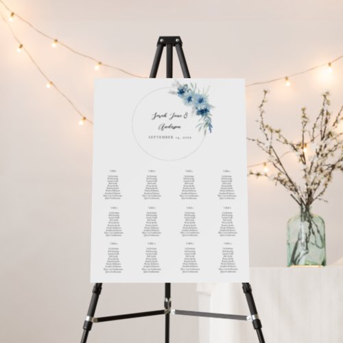 Dusty Blue Boho Floral Event Seating Chart 12 V2 Foam Board