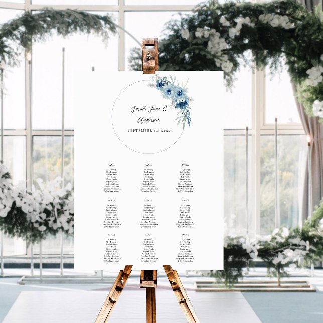 Dusty Blue Boho Floral Event Seating Chart 9 V2 Foam Board (Creator Uploaded)