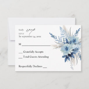 Dusty Blue Boho Floral no Meal RSVP