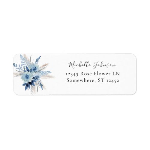 Dusty Blue Boho Floral Return Address Label