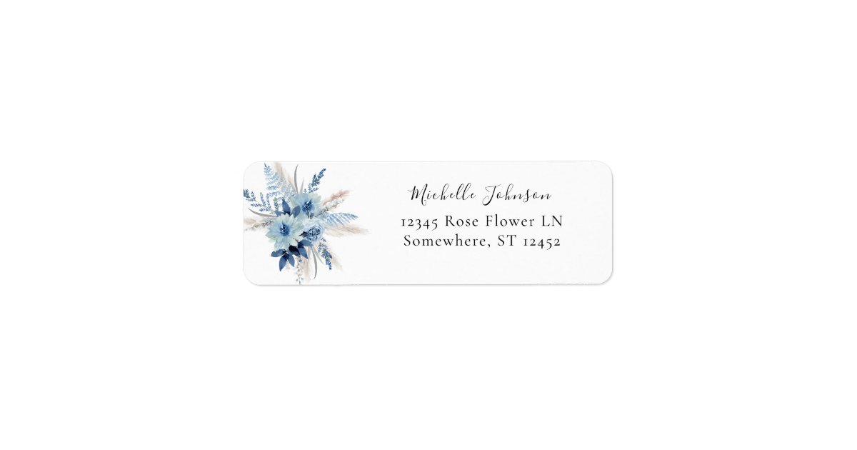 Dusty Blue Boho Floral Return Address Label | Zazzle