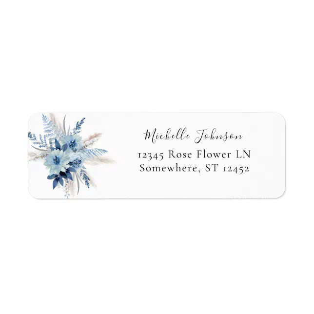 Dusty Blue Boho Floral Return Address Label | Zazzle