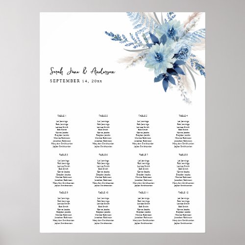 Dusty Blue Boho Floral Seating Chart _12