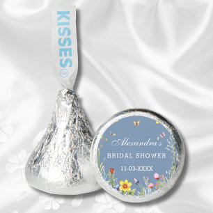 Dusty Blue Boho Floral Wildflower Bridal Shower  Hershey®'s Kisses®
