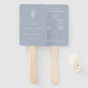 Dusty Blue Boho Minimalist Botanicals Wedding Hand Fan