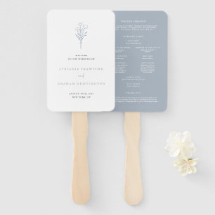 Dusty Blue Boho Minimalist Botanicals Wedding Hand Fan