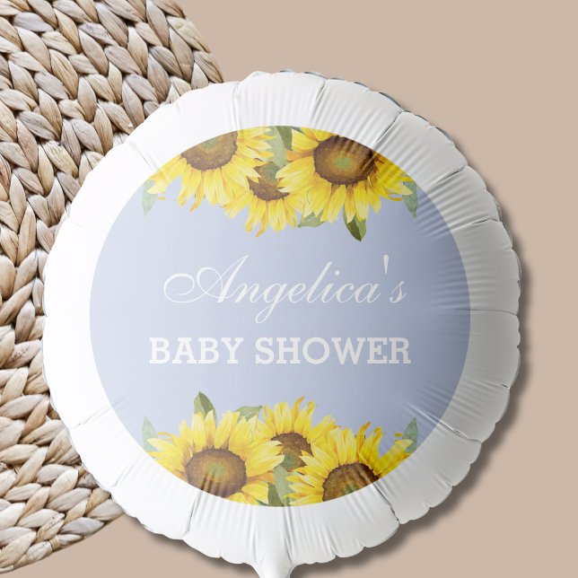 Dusty Blue Boho Sunflower Baby Shower  Balloon (Creator Uploaded)