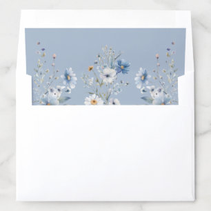 Dusty Blue Boho Wildflower Wedding Envelope Liner