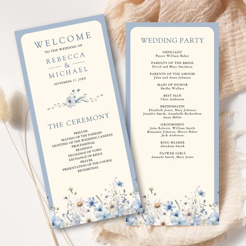 Dusty Blue Boho Wildflower Wedding Program