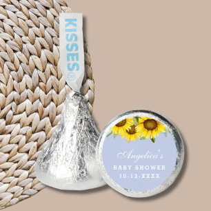 Dusty Blue Boho Yellow Sunflower Baby Shower Hershey®'s Kisses®