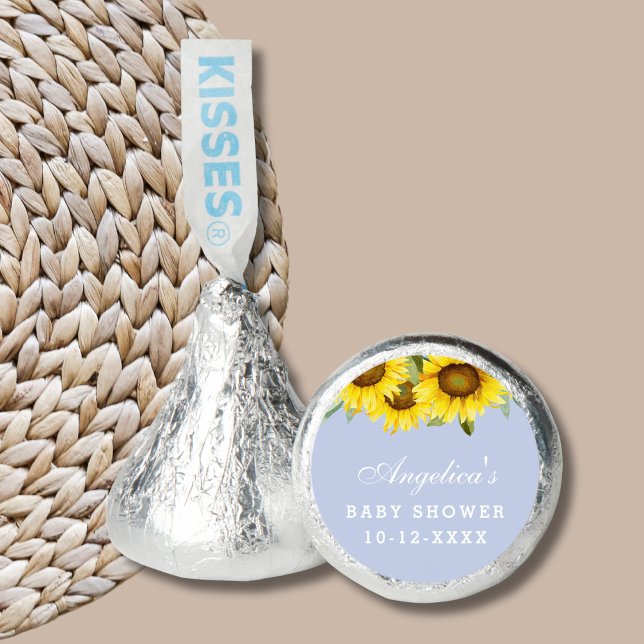 Dusty Blue Boho Yellow Sunflower Baby Shower  Hershey®'s Kisses® (Creator Uploaded)