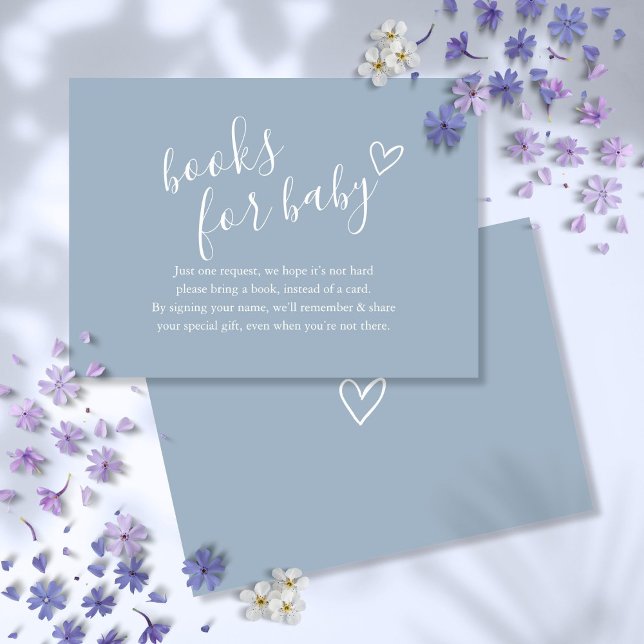 Dusty Blue Book Request Baby Shower Enclosure Card (Dusty Blue Book Request Baby Shower Enclosure Card)