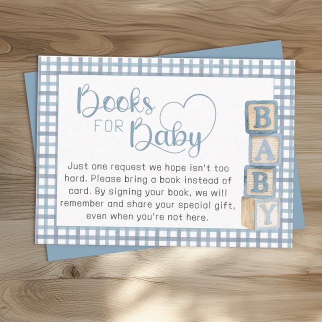 Dusty Blue Books for Baby Card Baby Shower Insert (Books for Baby Card Insert)