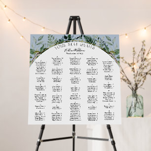 Dusty Blue Botanic arch Alphabetical order seating Foam Board
