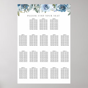 Dusty Blue Botanical 18 Table Seating Chart