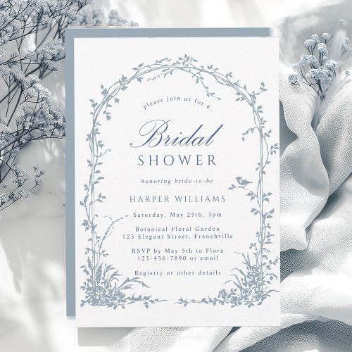 Dusty Blue Botanical Arch Garden Bridal Shower
