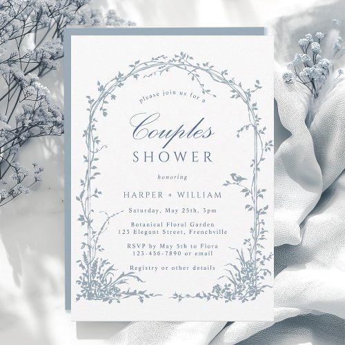 Dusty Blue Botanical Arch Garden Couples Shower