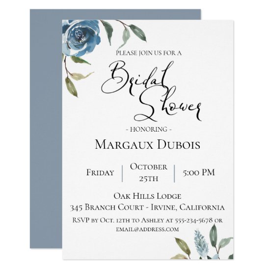Dusty Blue Botanical Bridal Shower Invitation