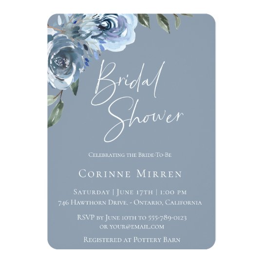 Dusty Blue Botanical Bridal Shower Invitation