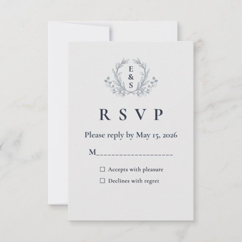 Dusty Blue Botanical Eucalyptus Wedding RSVP Card