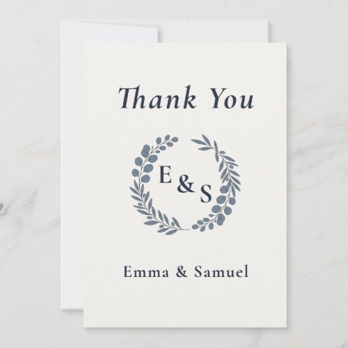 Dusty Blue Botanical Eucalyptus Wedding Thank You Card
