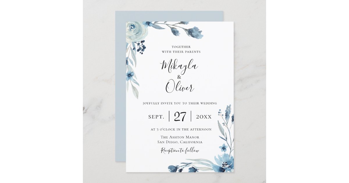 Dusty Blue Wedding Invitations